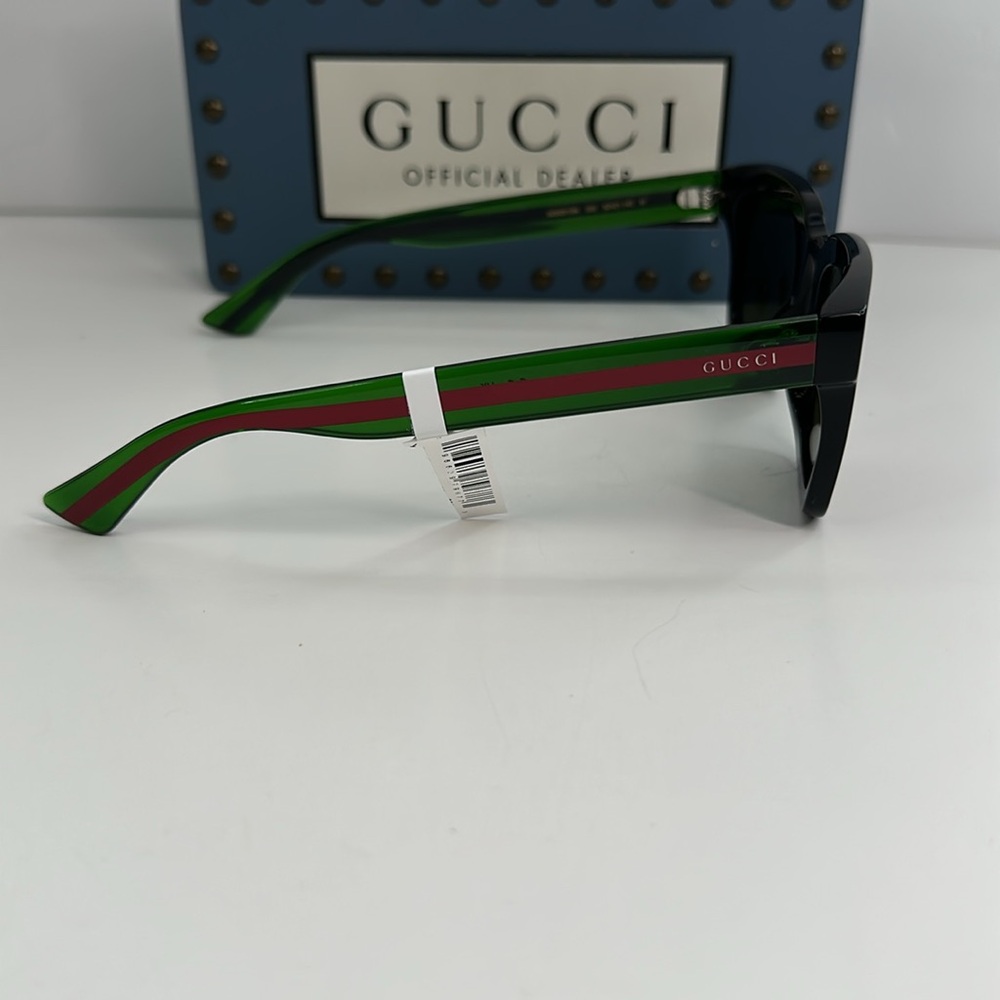 💯- New Authentic Gucci Gucci GG0001SN 002 Black/GREEN/ Red Sunglasses - Picture 8 of 14